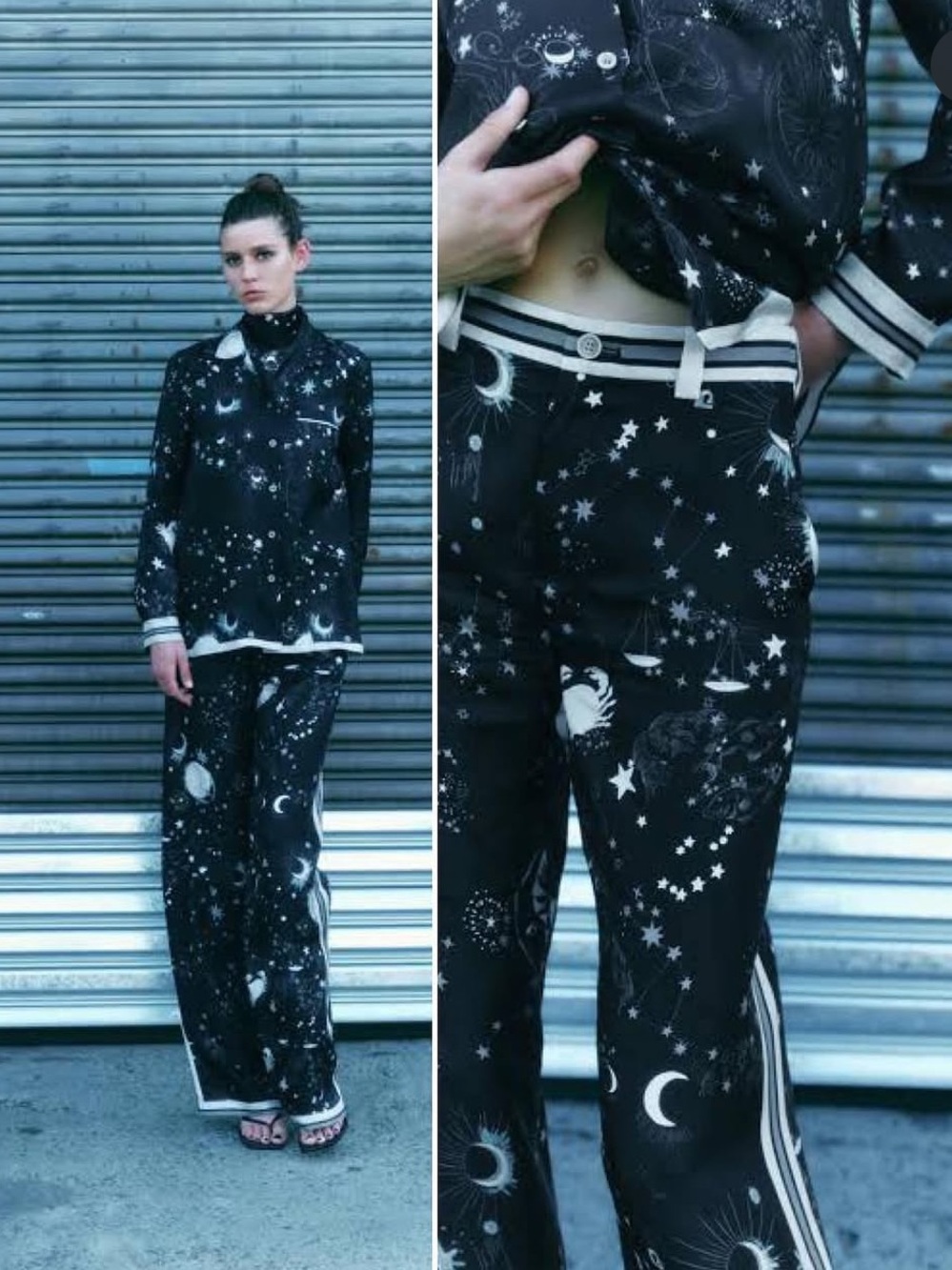 NWOT Zara silk zodiac Pajama Set